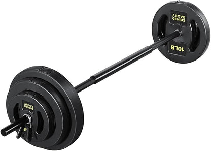 Barbell Weight Set, 45 LB Adjustable Free Weights Bar Set for Home Gym Strength Training, Full Body Workout, Muscle Building, Home Fitness Weight Lifting Equipment