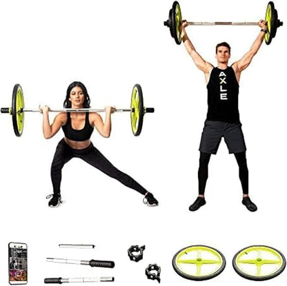 AXLE Home Gym Workout Barbells - Barbell Weight Set for Strength Training, Collapsible Equipment for Indoor & Outdoor Workouts for Men, Women, and Youth