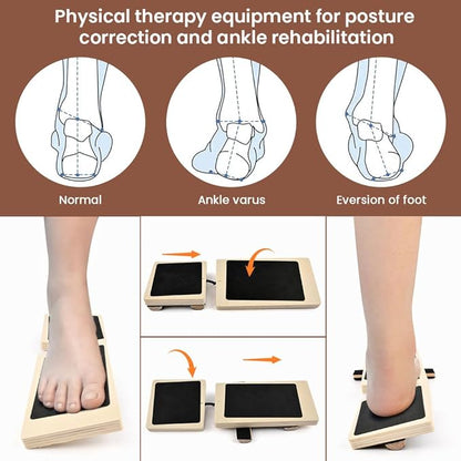 Ankle Balance Board for Standing Desk - 360° Anti-Fatigue Wobble Board with Adjustable Wooden Bars, Non-Slip Balance Trainer for Ankle Strength, Core Stability & Home/Gym Exercise