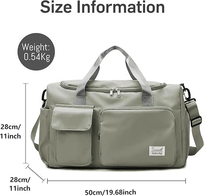 Sports Gym Duffel Bag with Shoes Compartment and Dry Wet Separated Pocket for Men and Women - Overnight Weekender Training Handbag Yoga Bag - Dark Gray