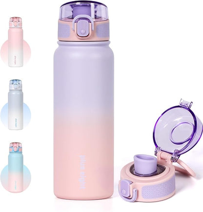 Stainless Steel Water Bottle 600ml（20oz） Insulated Water Bottle, Double Wall Stainless Steel Vacuum Bottle for Sports, Gym or Office (Purple Pink)