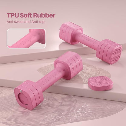 Zempox Adjustable Dumbbell Set of 2, 4 in 1 Free Weights Dumbbells Set for Women, Hand Weights for Women at Home, Each 2lb 3lb 4lb 5lb with TPU Soft Rubber Handle for Home Gym Exercise Training