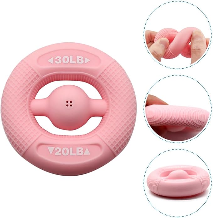 Grip Strength Trainer Hand Workout Squeezer Silicone Ring 20-30 Lbs Pink Forearm Trainer Hand Exercise Tool for Strength and Stress Relief