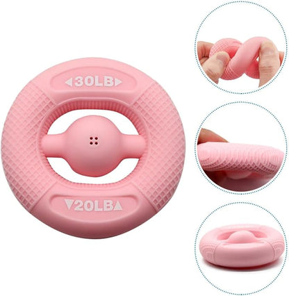 Grip Strength Trainer Hand Workout Squeezer Silicone Ring 20-30 Lbs Pink Forearm Trainer Hand Exercise Tool for Strength and Stress Relief