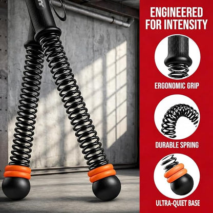 Cordless Battle Ropes for Home Workout – Ropeless Adjustable HIIT & Strength Training Kit with Hand Gripper & Wrist Wraps – Portable Full Body Fitness Equipment for Small Spaces
