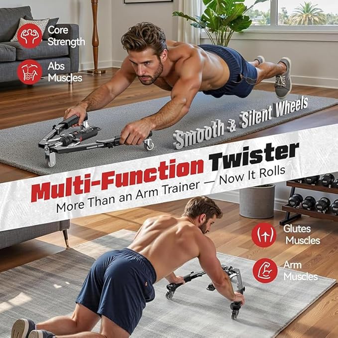 Saker Adjustable Hydraulic Twister Arm Trainer, 22-440Lbs Chest Expander，3-in-1 Home Gym Equipment for Arm, Chest & Core Strength Training for Men & Women