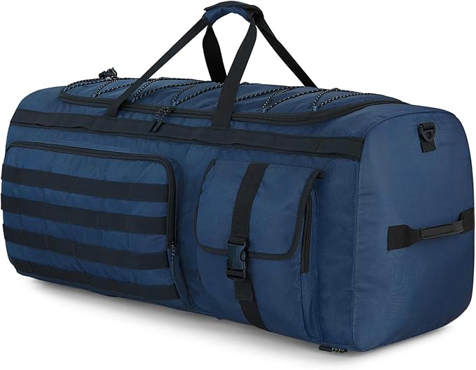 Gonex 90L Extra Large Duffel Bag for Men, Heavy Duty 3 in 1 Convertible Carry Travel Duffle, with Shoe Compartment, Tactical Loops, Sports Gear Bag for Family Trips (Dark Blue)