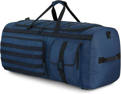 Gonex 90L Extra Large Duffel Bag for Men, Heavy Duty 3 in 1 Convertible Carry Travel Duffle, with Shoe Compartment, Tactical Loops, Sports Gear Bag for Family Trips (Dark Blue)