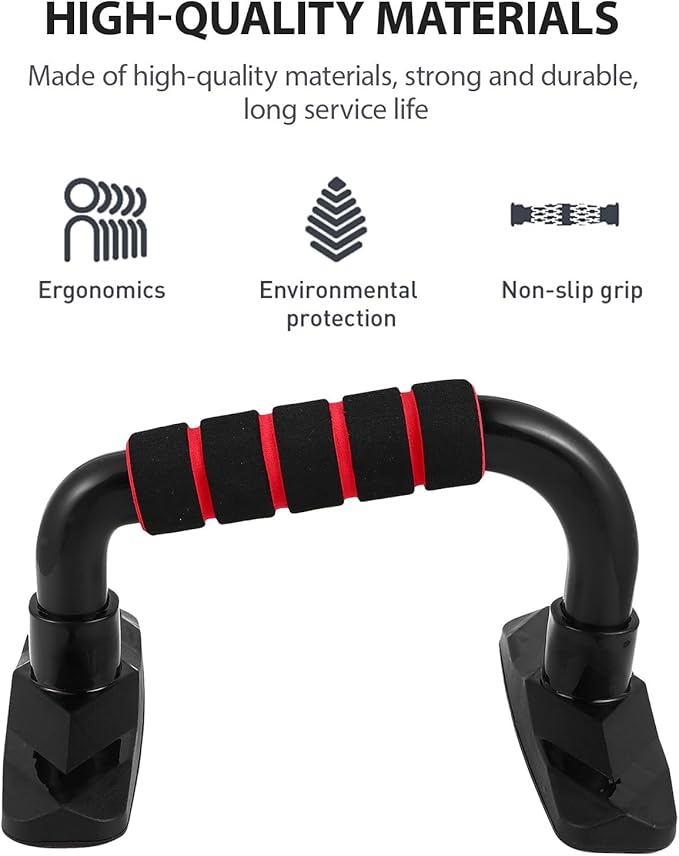 Kisangel 2pcs Push-up Bars Home Workout Equipment for Arm Muscle Fitness Stable Non-slip Push-up Holder Stand for Strength Training and Injury Protection Red Exercise Bracket