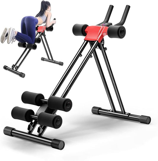 Ab Workout Equipment, Adjustable Ab Machine Full Body Workout for Home Gym Fitness, Ab Trainer Exercise Equipment for Abdominal Exercise & Strength Training, Foldable Waist Trainer