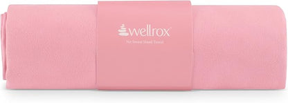 Wellrox Microfiber Yoga Hand Towel – Super Soft, Quick-Dry, Non Slip Yoga Towel for Hot Pilates, Gym & Workouts (26.5" x 16", Pink)