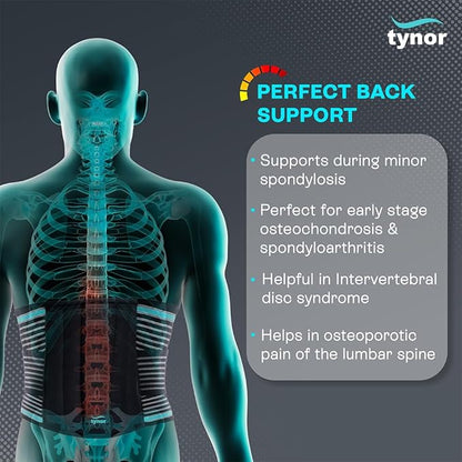 TYNOR Back Support Belt Adjustable Back Brace for Lower Back Pain,Breathable Lumbar Support Belt for Men & Women, Lower Back Brace for Herniated Disc, Sciatica & Heavy Lifting (XXL, Classic Black)