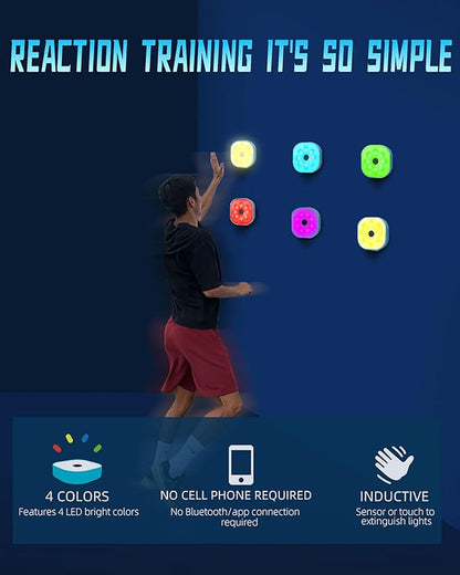 Reaction Training Lights,Remote Control Speed/Agility Equipment,with 4 Modes, for Hand-Eye Coordination (6 Lights)