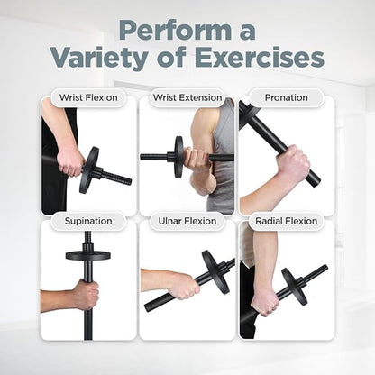 LoGest Wrist Strengthener, Forearm Exerciser - Option of Standard Plate 1 Inch or Olympic Plate 2 Inch With a Collar Hand Developer Arm Grip Workout Strength Trainer for Starter and Pro - Workout Equipment Home Gym Forearm Strengthener