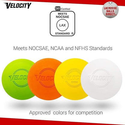 Velocity Lacrosse Balls - 1, 2, 3, 6, 12, 18, 24, 36, 60 and 120 Packs - for Practice, Official NFHS and College Approved Size