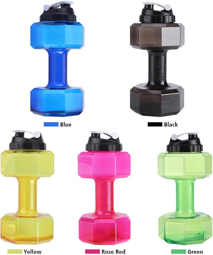 GLOGLOW 2.2L Water Bottle, Dumbbell Shape Sport Fitness Drinking Bottle for Home, Office, Gym(Blue)