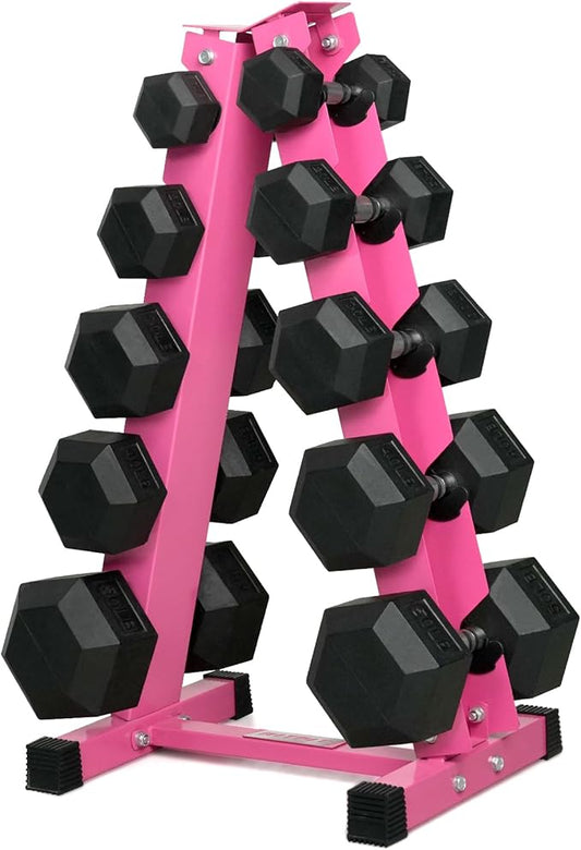 RitFit 250LB/300LB/350LB/550LB/650LB Rubber Hex Dumbbell Sets with Weights Rack, Multiple Color Choices Available, Great Gym Equipment for Home, Strength Training, Workouts