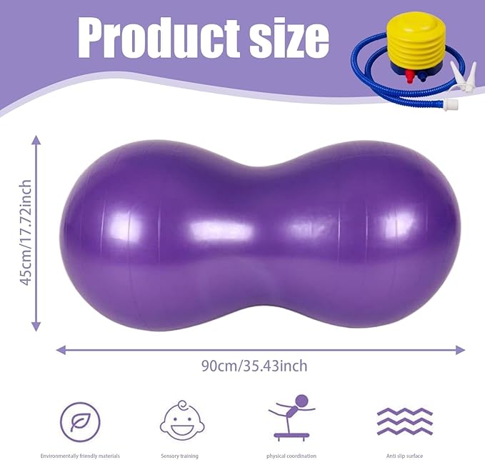 Exercise Stability Peanut Yoga Ball with Pump, Ball Plug, Used for Kids, Gym, Birthing for Pregnancy