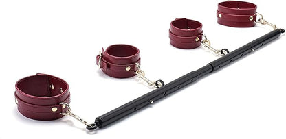 Heavy Duty Stainless Steel Expandable Spreader Bar with 4pcs PU Black--Pink Skull Pattern Detachable Adjustable Straps,Workout Bar for Home Indoor Gym Training Kit