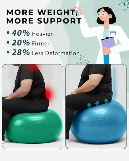 Trideer Exercise Ball for Physical Therapy & Workout - Swiss Ball for Core Strength & Balance