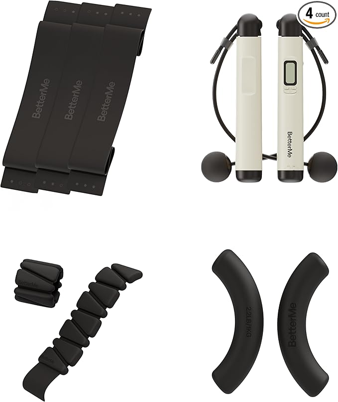 BetterMe Calisthenics Strength Kit - Home Gym Calisthenics Equipment Kit with Dumbbells Resistance Bands, Adjustable Weight Bands and Jump Rope - At Home Equipment for Full Body Training