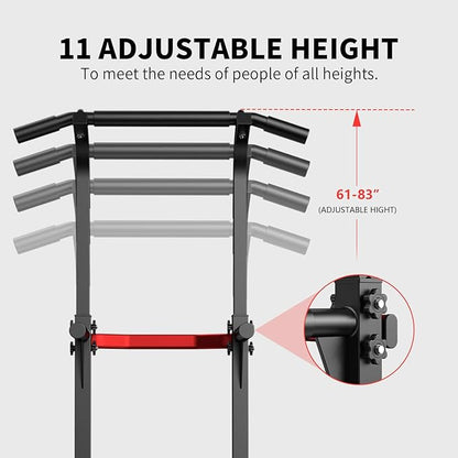 ZENOVA Pull Up Bar Dip Bar Squat Rack Workout Dip Station Height Adjustable Free Standing Chin Up Bar