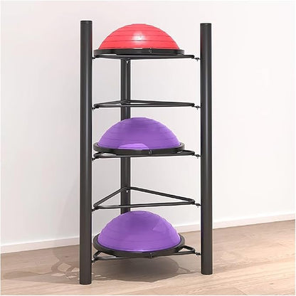 JYDQM Sports Ball Storage Rack Half Ball Balance Trainer Holder Freestanding Exercise Half Ball Stand Rack, Gym/Yoga Studio 5/6 Layer Stability Balls Organizer, Workout Equipment Shelf