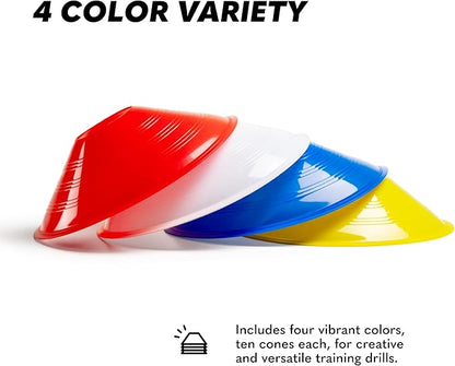 GSi Sports Training Cones for Agility Drills – Soccer & Basketball Multi-Sport Field Markers, Durable Flexible Cones in Multiple Shapes & Packs (20–80 Pack)