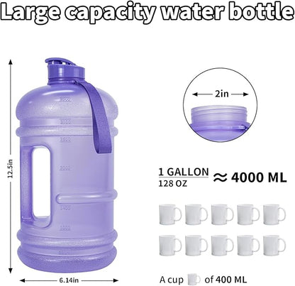 TOOFEEL 1 Gallon Water Bottle - 128 oz Water Bottle with Flip Lid - Gallon Water Bottle with Handle,BPA Free gallon Water jug with Measurements Marked - Transparent Violet