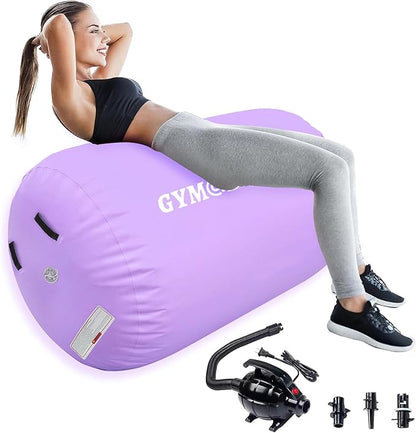 Air Roller Gymnastics Barrel Inflatable Tumbling Roller Air Mat, Air Barrel Gymnastics Tumble Track Mat with Pump for Backhandspring/Training Cheerleading/Yoga/Home and Outdoor Use