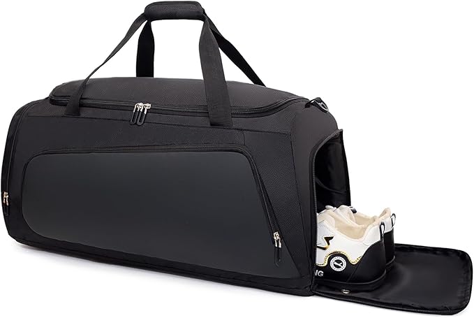 Waterproof Gym Bag with Shoe & Wet Compartment for Men/Women,Sports Duffle Bags for Workout/Fitness/Travel(Black,24.4"x12.6"x11.8")