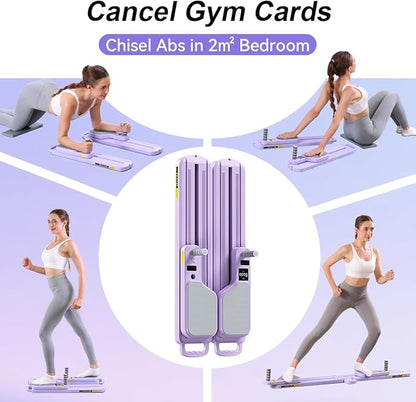 Pilates Board, Pilates Reformer Multifunctional Home Workout Equipment with Resistance Bands & LED Timer, Anti-Slip Design Machine, Core & Full Body Training Pilates Kit for Women and Beginners