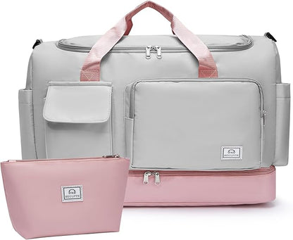 Small Gym Bag for Women, Travel Duffle Bag Carry On Weekender Bag with Shoe Compartment