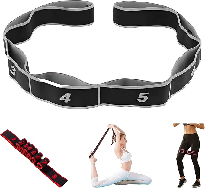 Fitness Resistance Band for Stretching and Yoga, Stretch Strap, Elastic Yoga Stretching Strap, Multi-Loop for Physical Therapy, Pilates, Yoga, Dance & Gymnastics Exercise