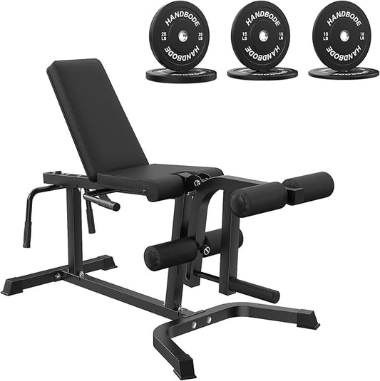 Leg Extension and Curl Machine, Adjustable Leg Curl Machine with Weight Plates Set, Seated Leg Extension and Lying Curl Machine for Lower Body Workouts, Leg Workout Equipment for Home Gym