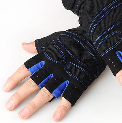Mikinona Fitness Half-Finger Gloves for Men XL Dark Blue Cycling and Weight Lifting Gloves with Wrist Support for Fitness Training and Riding
