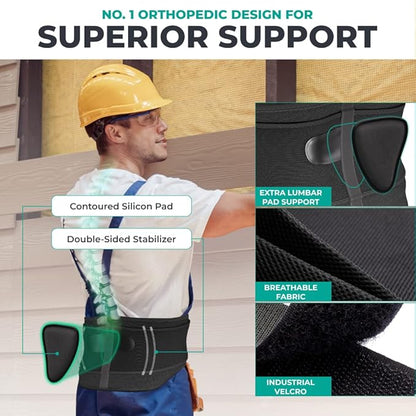 Modvel Lower Back Brace for Men and Women – Back Support Belt for Pain Relief, Herniated Disc, Sciatica, Scoliosis – Lumbar Compression Brace