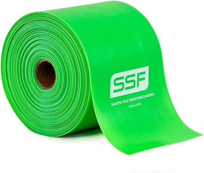 Serious Steel Fitness Flat Resistance Bands for Upper and Lower Body Strength Training and Exercise. (Non-Latex Flat Physical Therapy Exercise Bands - 4" x 25 Yards or 4" x 5 Feet)