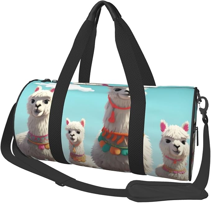 Sports Gym Bag for Women Men Travel Duffel Bag Tote Weekender Bag Carry on Overnight Bag for Travel Swimming Fitness Workout Sports Cute Llama Duffle Bag