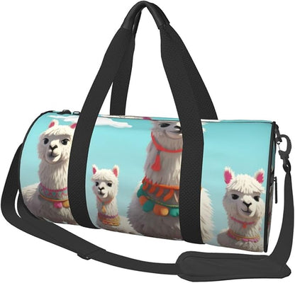 Sports Gym Bag for Women Men Travel Duffel Bag Tote Weekender Bag Carry on Overnight Bag for Travel Swimming Fitness Workout Sports Cute Llama Duffle Bag