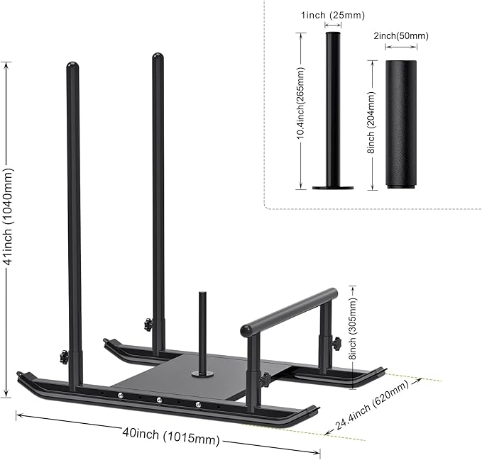 Kipika Weight Sled, Workout Sled, Fitness Strength Training Sled, Speed Training Sled for Athletic Exercise, Speed Improvement, Easily Through Obstacles, Suitable for 1" & 2" Weight Plate