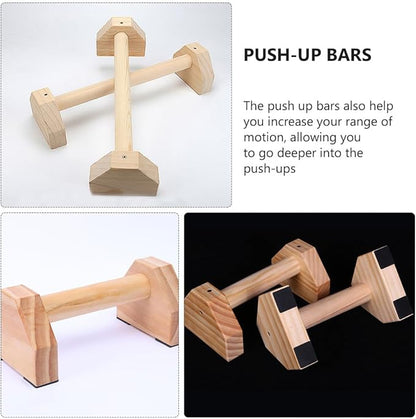 VOSAREA Push-up Stands Pair Pine Wood 30cm Exercise Push-up Bars Home Fitness Equipment Arm Strength Training Tools for Bodybuilding and Calisthenics