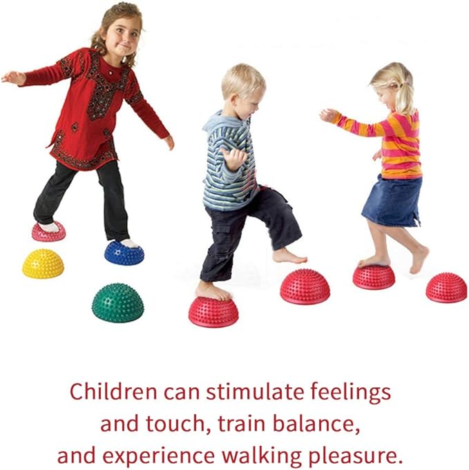 YEIBOBO ! Sensory Balance Pods Hedgehog Stability Balance Trainer Dots for Kids and Adults- Set of 6 Half Dome Stepping Stones for Exerise