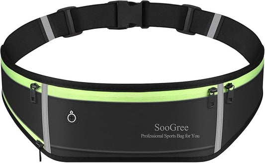 Slim Running Belt Fanny Packs for Women & Men Runners Pouch Waist Pack Phone Holder Large Crossbody Runners Bag Gear Accessories for Running Hiking Traveling Sports Adjustable Strap