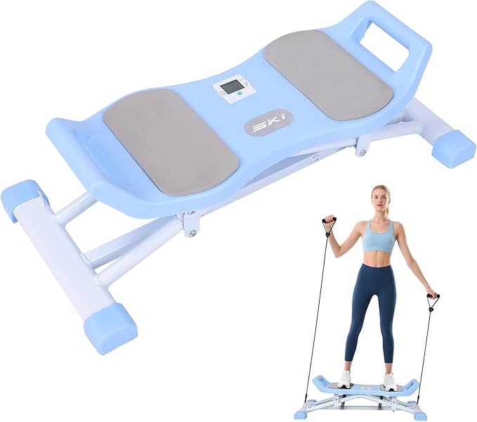 Vicamy Balance Board for Adults, Ski Balance Trainer with Resistance Band, LCD Display, Portable Rock Stepper for Full Body Workout at Home Gym