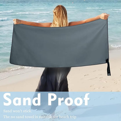 Microfiber Travel Towel, Soft Lightweight Quick Dry Towel, Super Absorbent Compact Travel & Sports & Beach Towels for Camping, Backpack, Gym, Swimming, Yoga, Hiking (L:24"×48" -Black Gray)