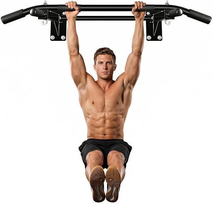 Wall-Mounted Pull-Up Bar – Drill Installation, Home Gym Equipment for Indoor Fitness, Chin-Up Bar for Strength Training, Spine Stretching & Inverted Workouts