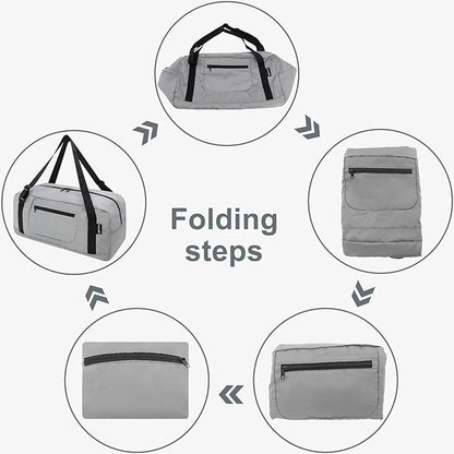 HOLYLUCK Foldable Travel Duffel Bag For Women & Men Luggage Great for Gym -Light grey