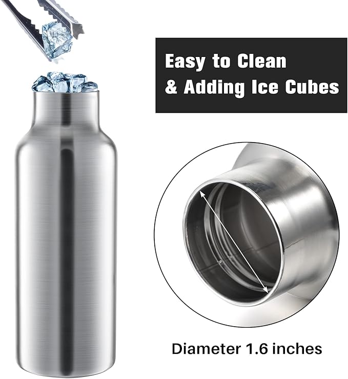 10 Pack Reusable Stainless Steel Water Bottle Bulk Double Wall Insulated Sports Water Bottle with Handle and Vacuum Seal Leakproof Lid for Sports Cyclists Hiking Gym Camping Gift(Silver,17 oz)