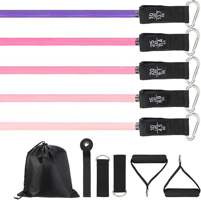 Resistance Bands Set, Exercise Bands for Working Out with Door Anchor/Handle/Ankle Strap/Pouch